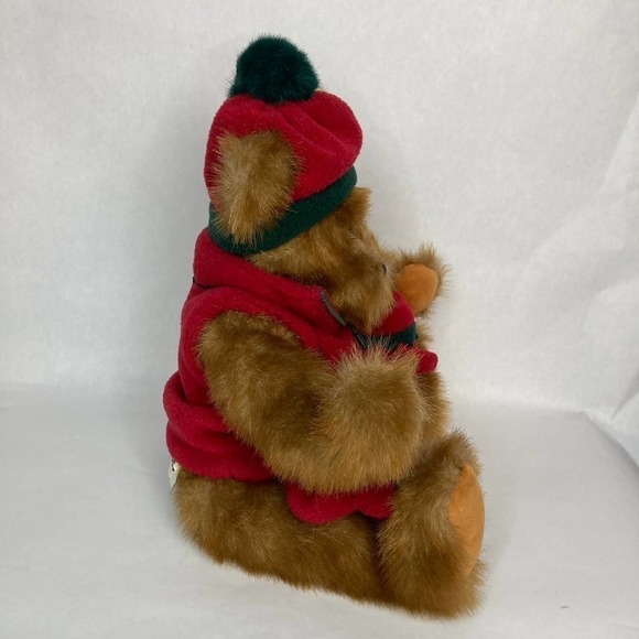 VINTAGE 2000 Russ T McBear 18" Jointed Plush Bear Vest Hat Mittens Trade Secret - Picture 9 of 15
